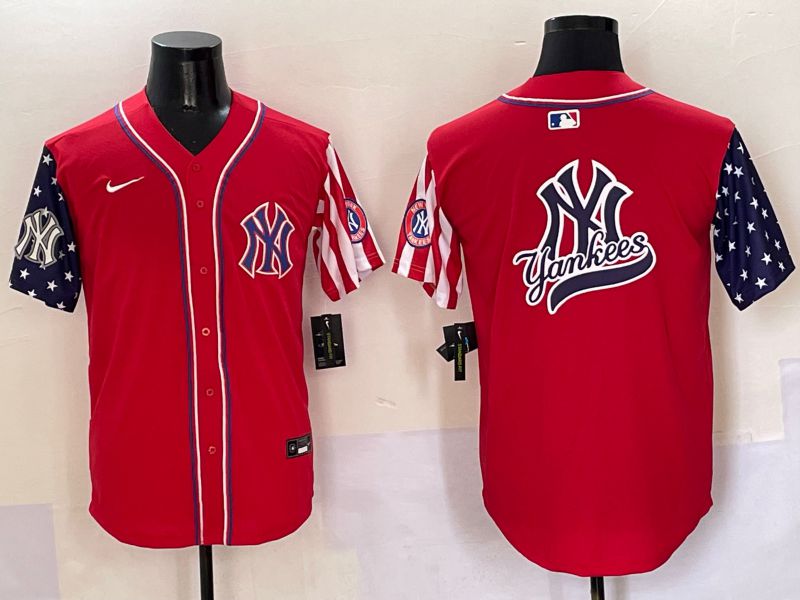 Men New York Yankees Blank Red a generation of national flags Jointly Name 2025 Nike MLB Jersey style 17
